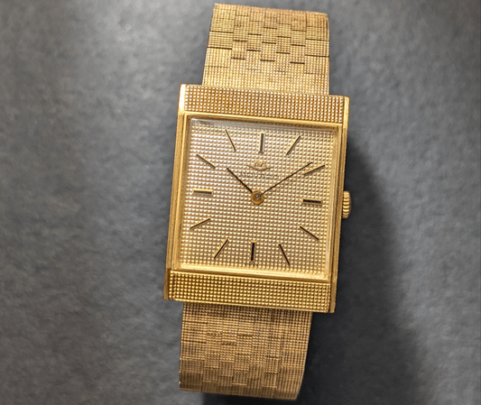 18K Gold Movado - Clous de Paris - 1960s - Rectangular Wristwatch