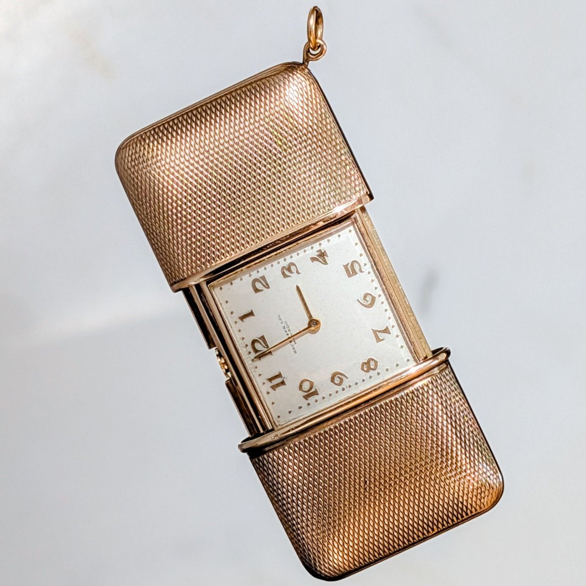 1920s Movado Hausmann & Co Ermeto Normal 9K Gold Clock