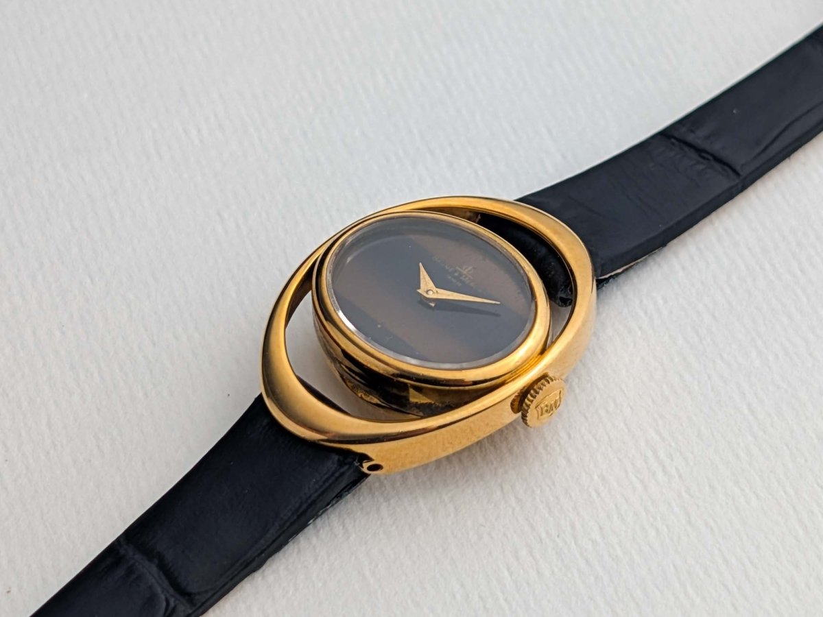 Baume et Mercier 18K Gold Tigers Eye Dial Etrier Ref. 38308 Wristwatch