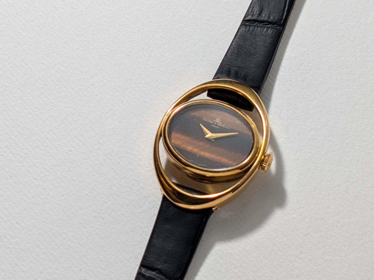 Baume et Mercier 18K Gold Tigers Eye Dial Etrier Ref. 38308 Wristwatch