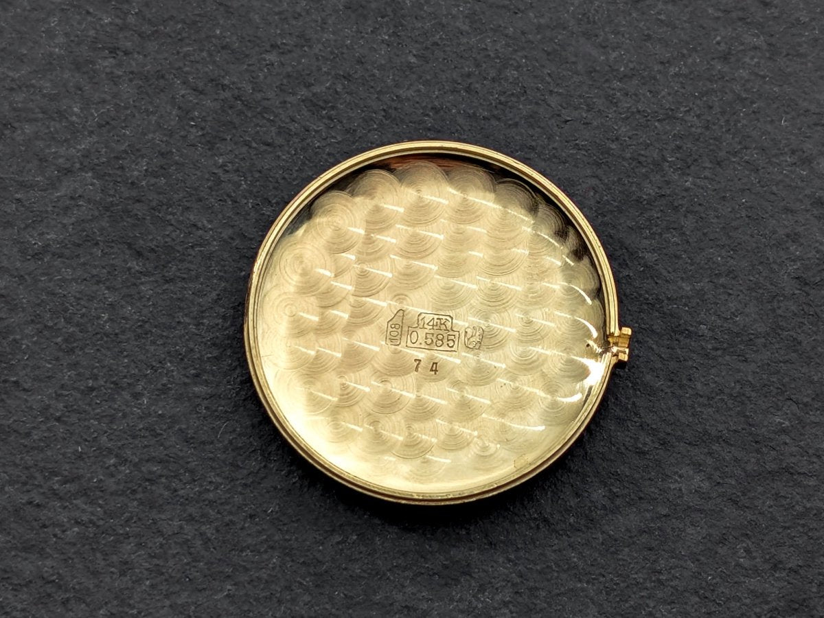 Dugena 1970s 14k Yellow Gold Discus Case Wristwatch