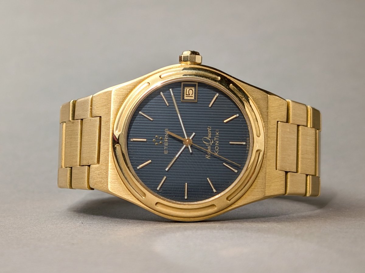 Eterna Kontiki Royal Quartz 18k Gold Ref 729 1505 68 Wristwatch