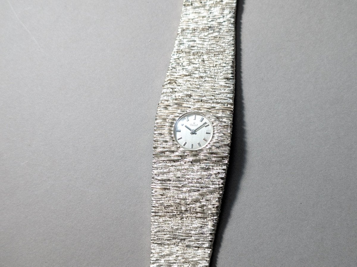 Extraordinary Exquisit 70s Silver Watch Bark Finish Wristwatch