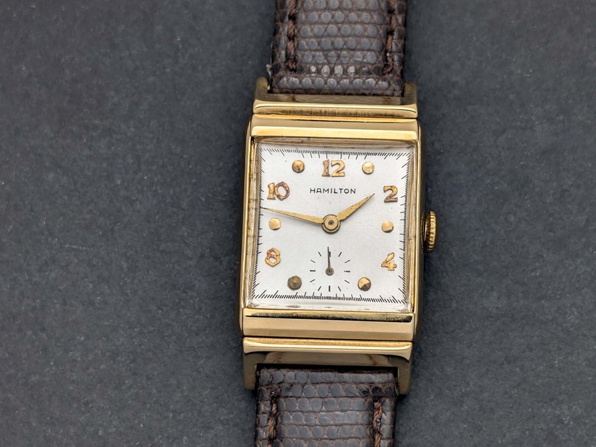 Hamilton Tank Wesley - B 14k Gold Mid Century Wristwatch