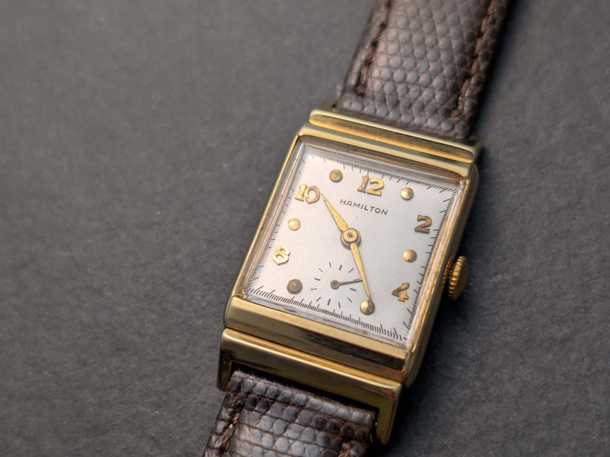 Hamilton Tank Wesley - B 14k Gold Mid Century Wristwatch