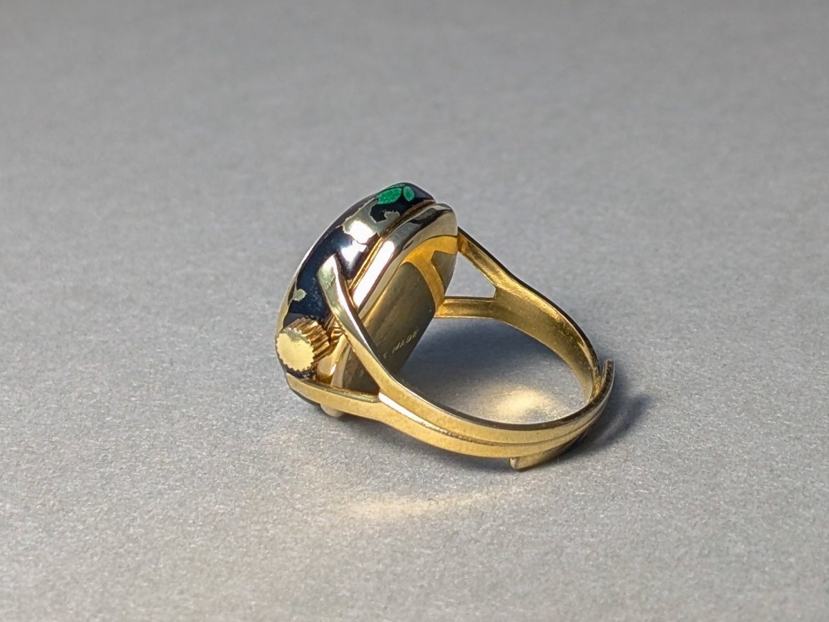 Lucerne Ring Watch Gold Plated Mechanical Movement 1970s Ring Watch