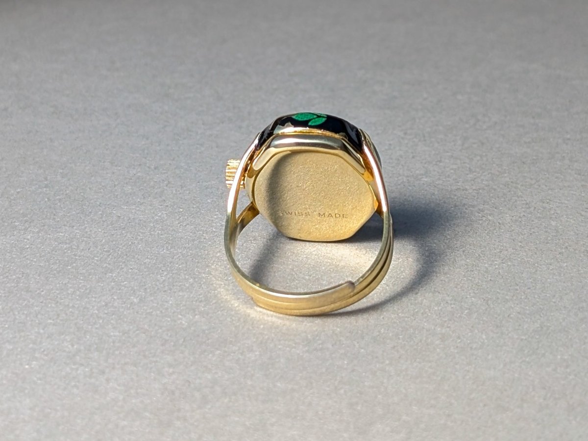 Lucerne Ring Watch Gold Plated Mechanical Movement 1970s Ring Watch