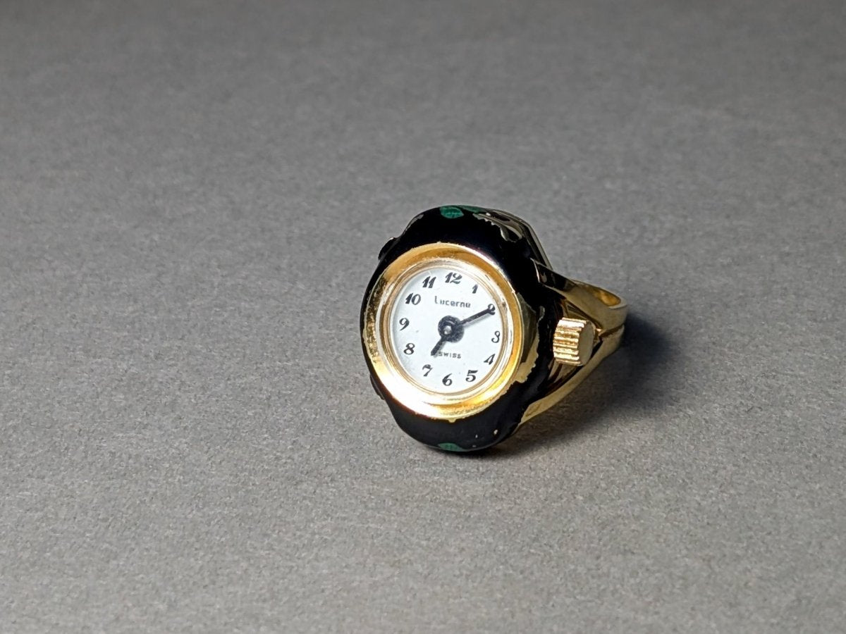 Lucerne Ring Watch Gold Plated Mechanical Movement 1970s Ring Watch