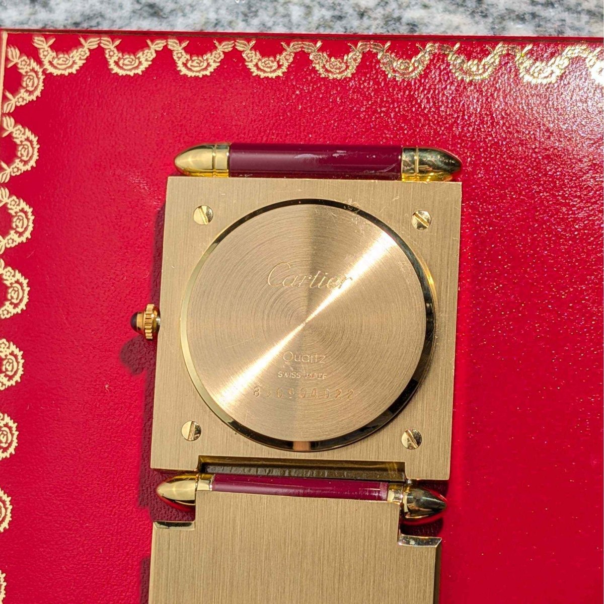 Must de Cartier Travel Desk Clock Full Set Ref. W0100010