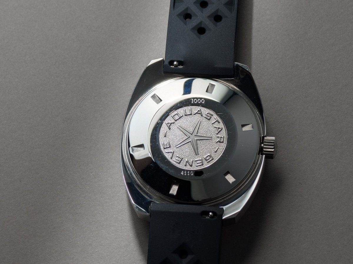 NOS Aquastar Seatime 1000 Black Wristwatch