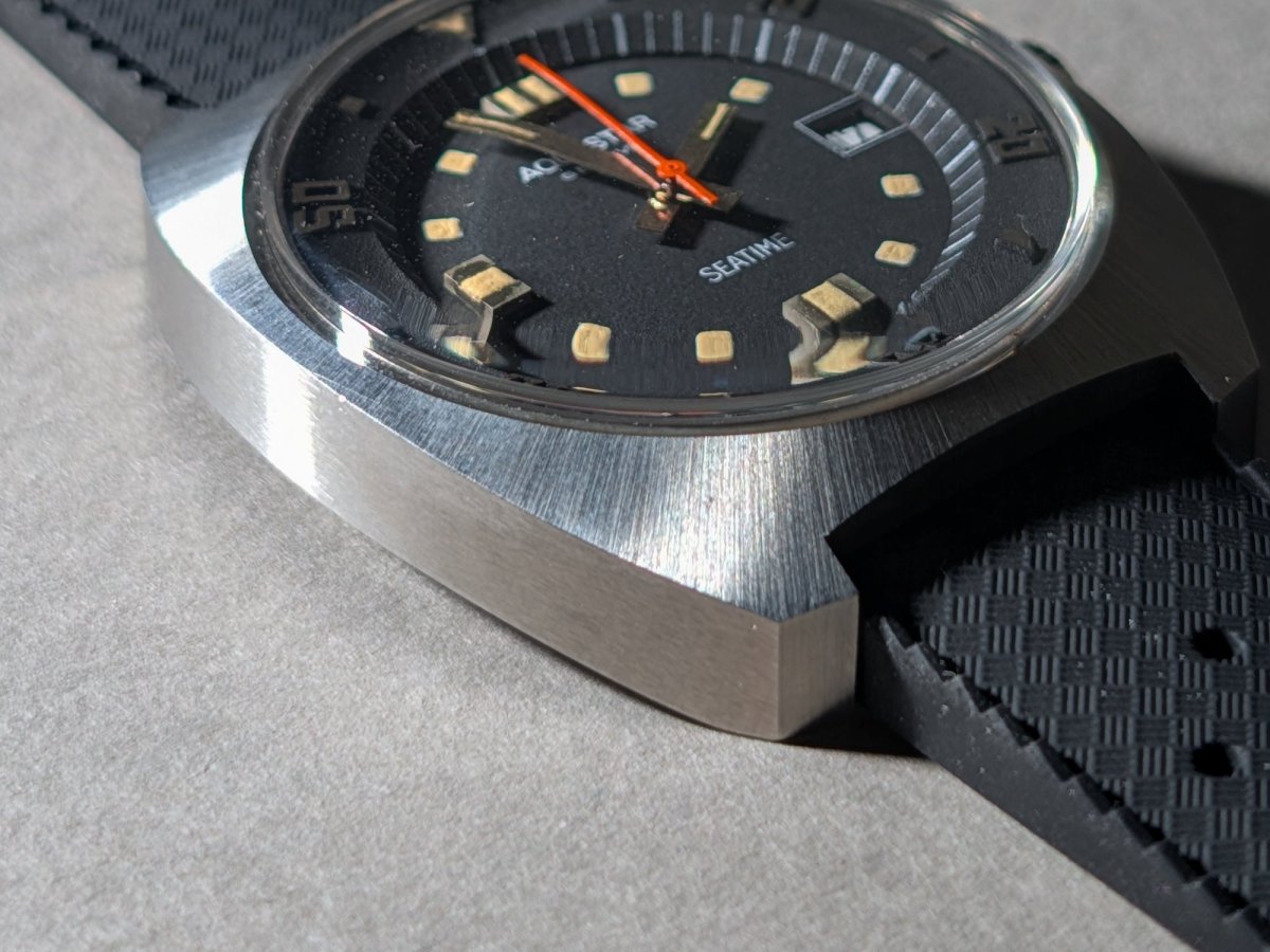 NOS Aquastar Seatime 1000 Black Wristwatch