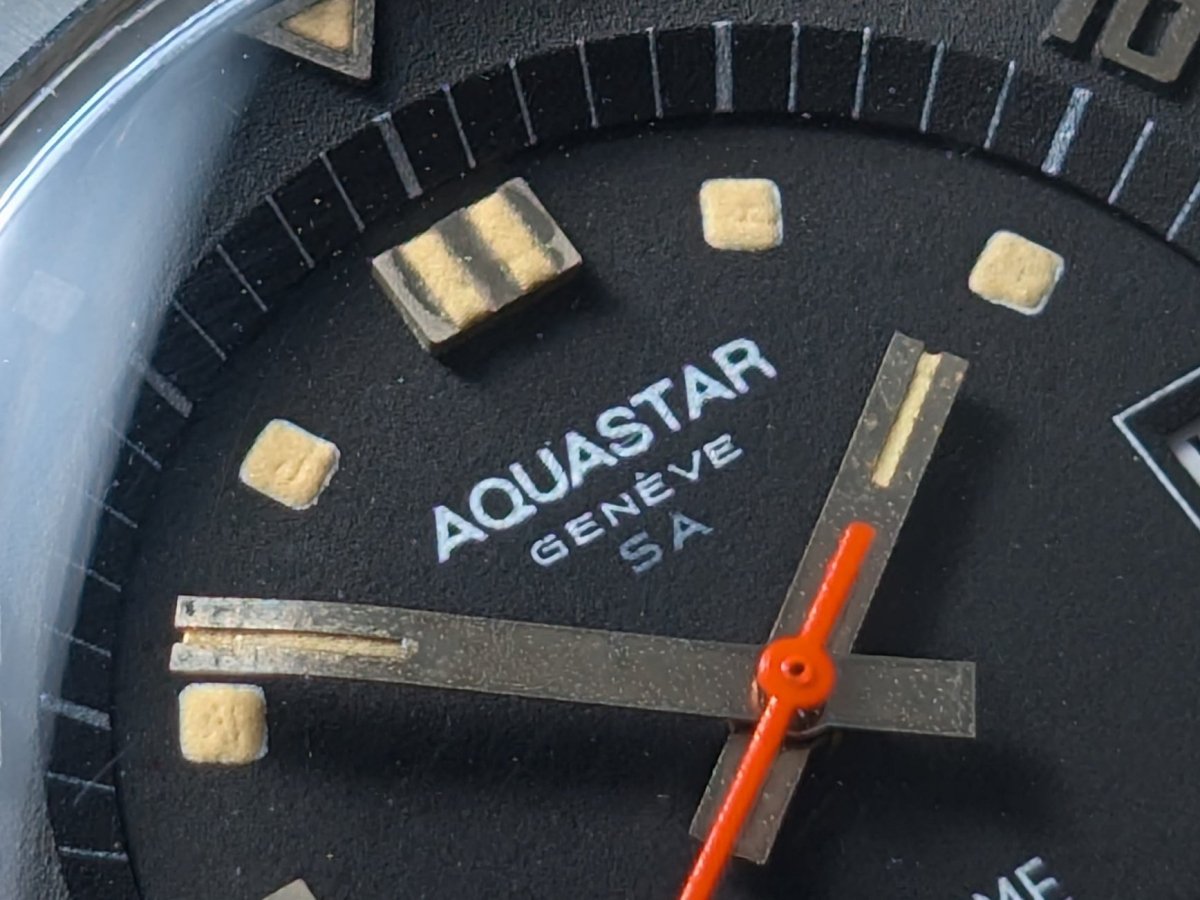 NOS Aquastar Seatime 1000 Black Wristwatch