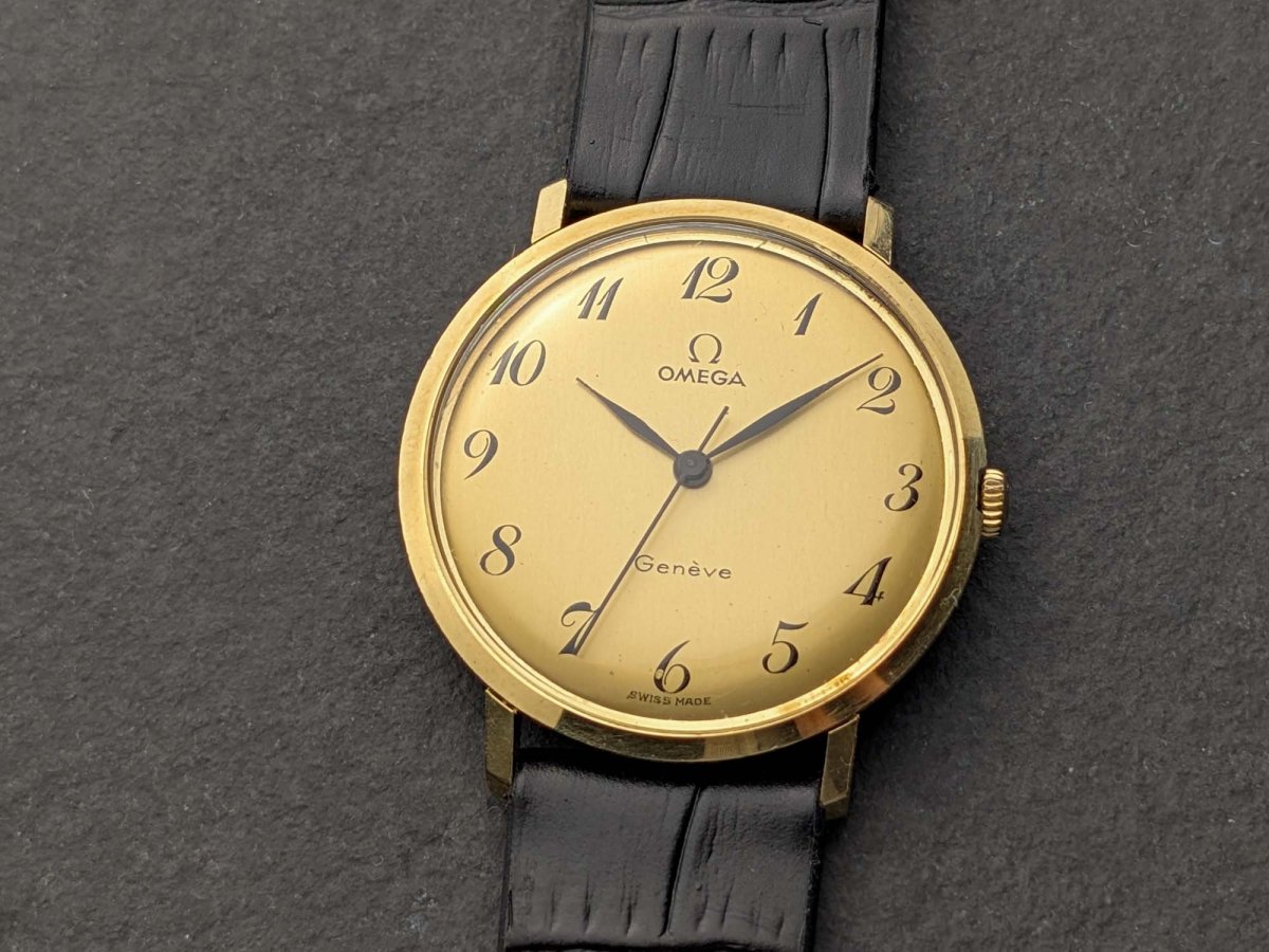 Omega Geneve 585er Gold Breguet Ziffern Kaliber 601