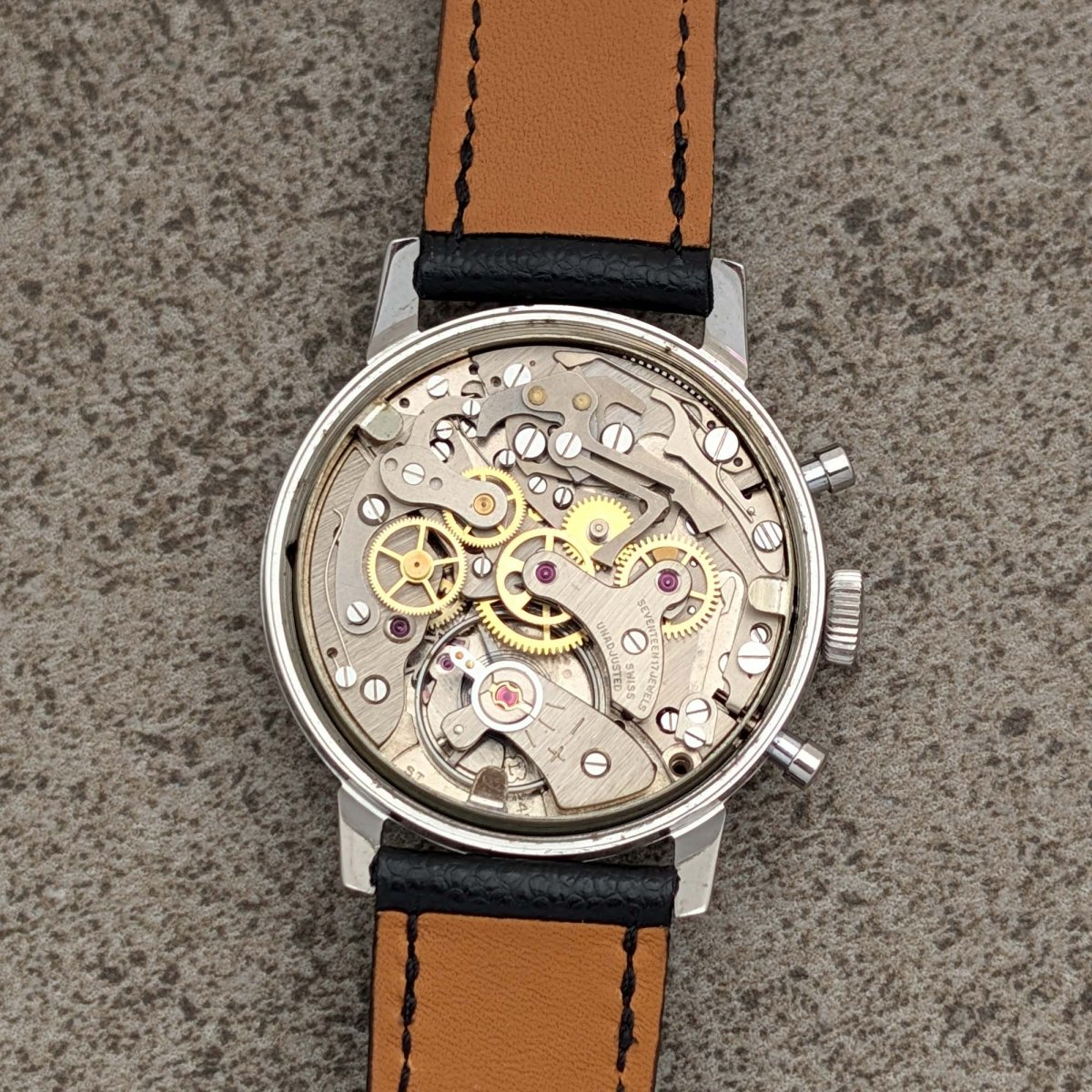 Radar Black Dial Bicompax Chronograph - Landeron 248 Wristwatch