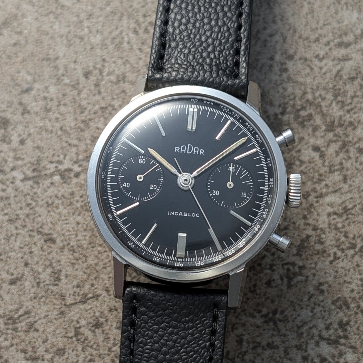 Radar Black Dial Bicompax Chronograph - Landeron 248 Wristwatch