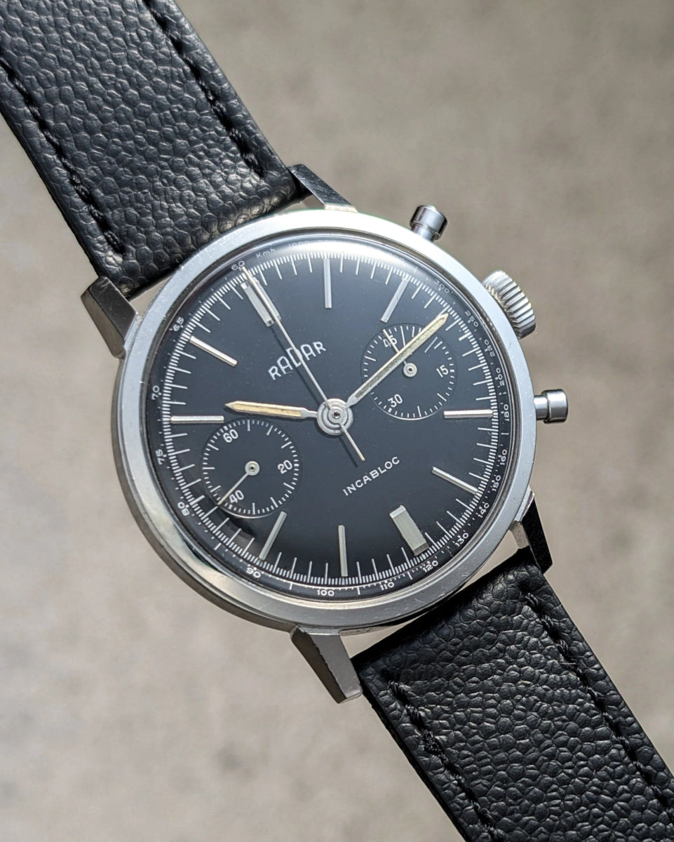 Radar Black Dial Bicompax Chronograph - Landeron 248 Wristwatch