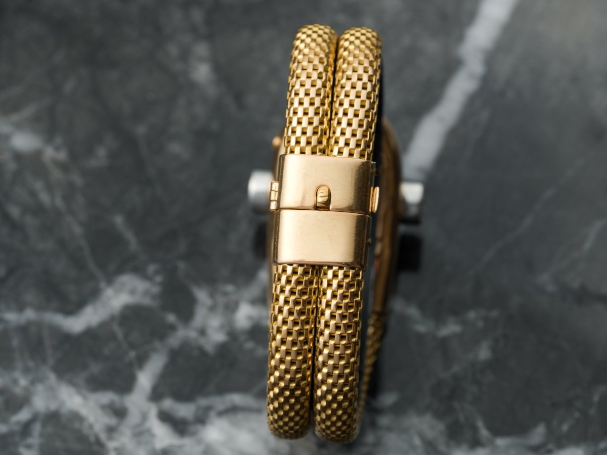 Secret Jewelery Watch Mid Century Gold Platinum and Diamonds Wristwatch
