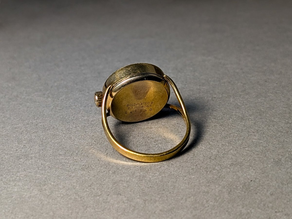 Stowa Ring Watch Gold Plated Mechanical Movement 1970s Ring Watch