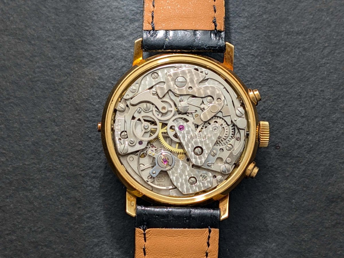 Tissot 18k Gold Moon Phase Chronograph Valjoux 7734 Ref. 41006 Wristwatch