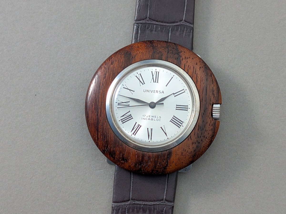 Universa Disco Volante Wood and Sterling Silver Wristwatch
