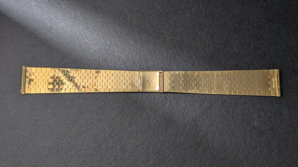 Vintage 14k Gold Watch Bracelet 18 mm Bark Finish