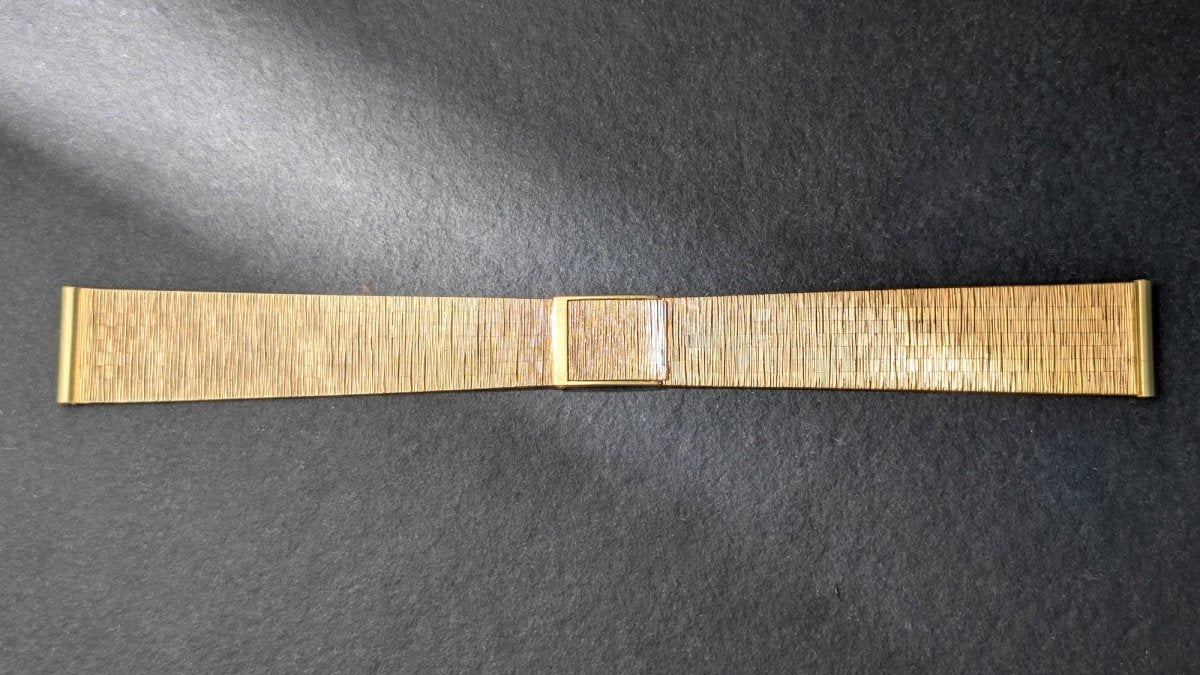 Vintage 14k Gold Watch Bracelet 18 mm Bark Finish