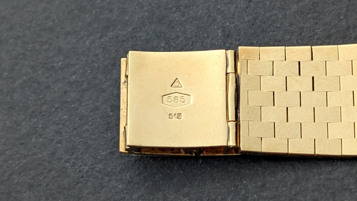 Vintage 14k Gold Watch Bracelet 18 mm Bark Finish