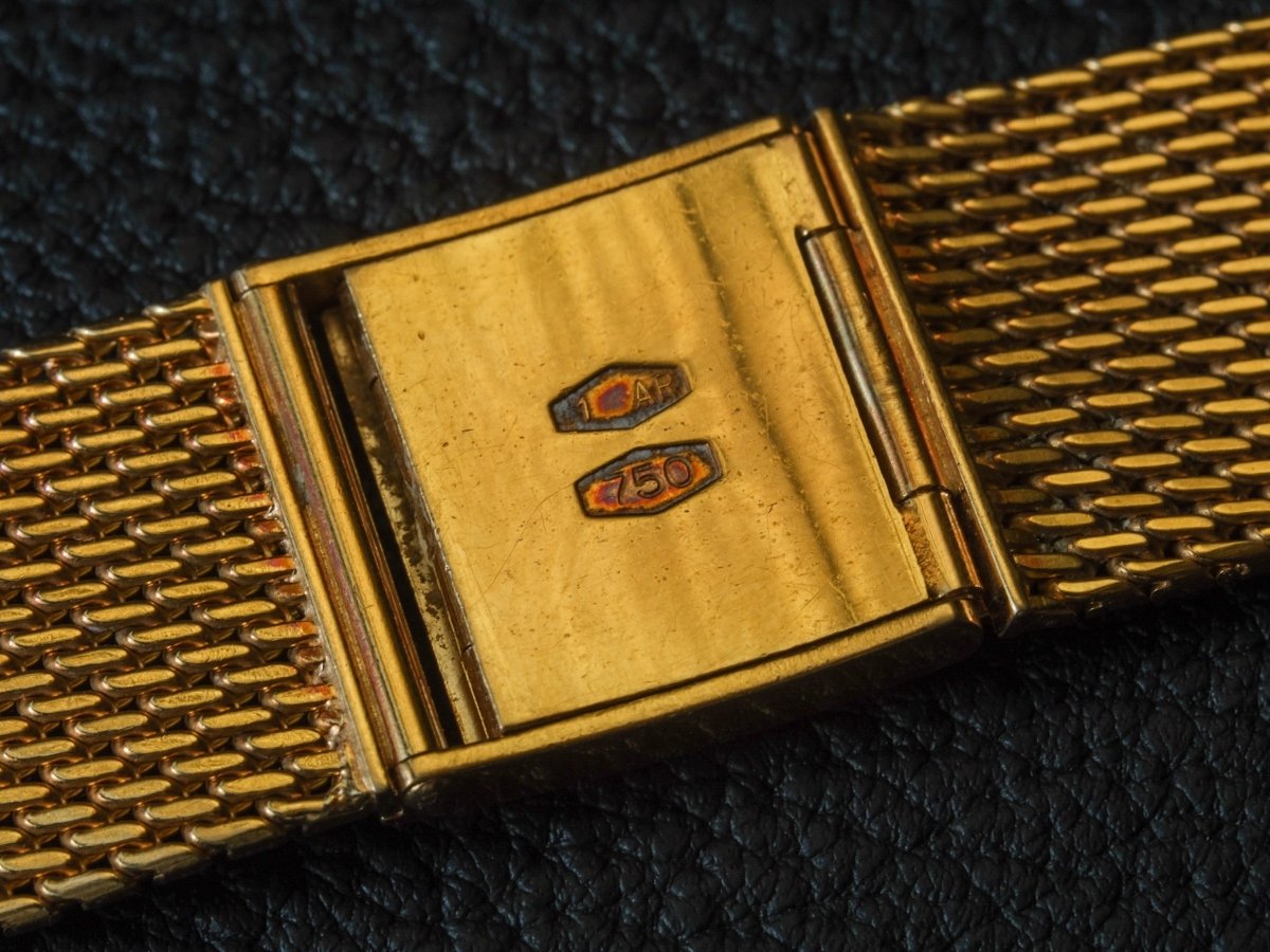Watch Bracelet Milanaise 18K Gold 18 19 mm Striped