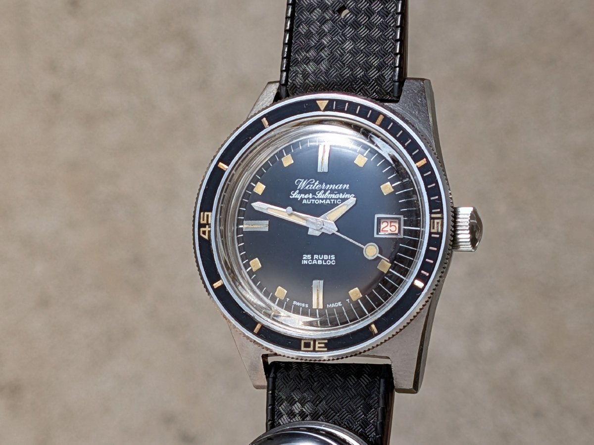 Waterman Super Submarino Skin Diver Tritium Dial Acrylic Bezel Wristwatch