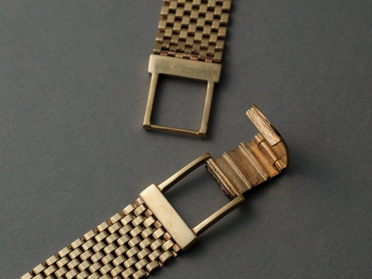 16 mm 16k Gold Brick Watch Bracelet 9 - row Strap / Bracelet