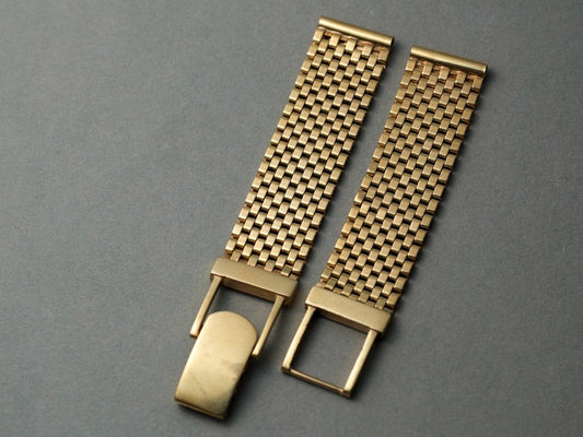 16 mm 16k Gold Brick Watch Bracelet 9 - row Strap / Bracelet