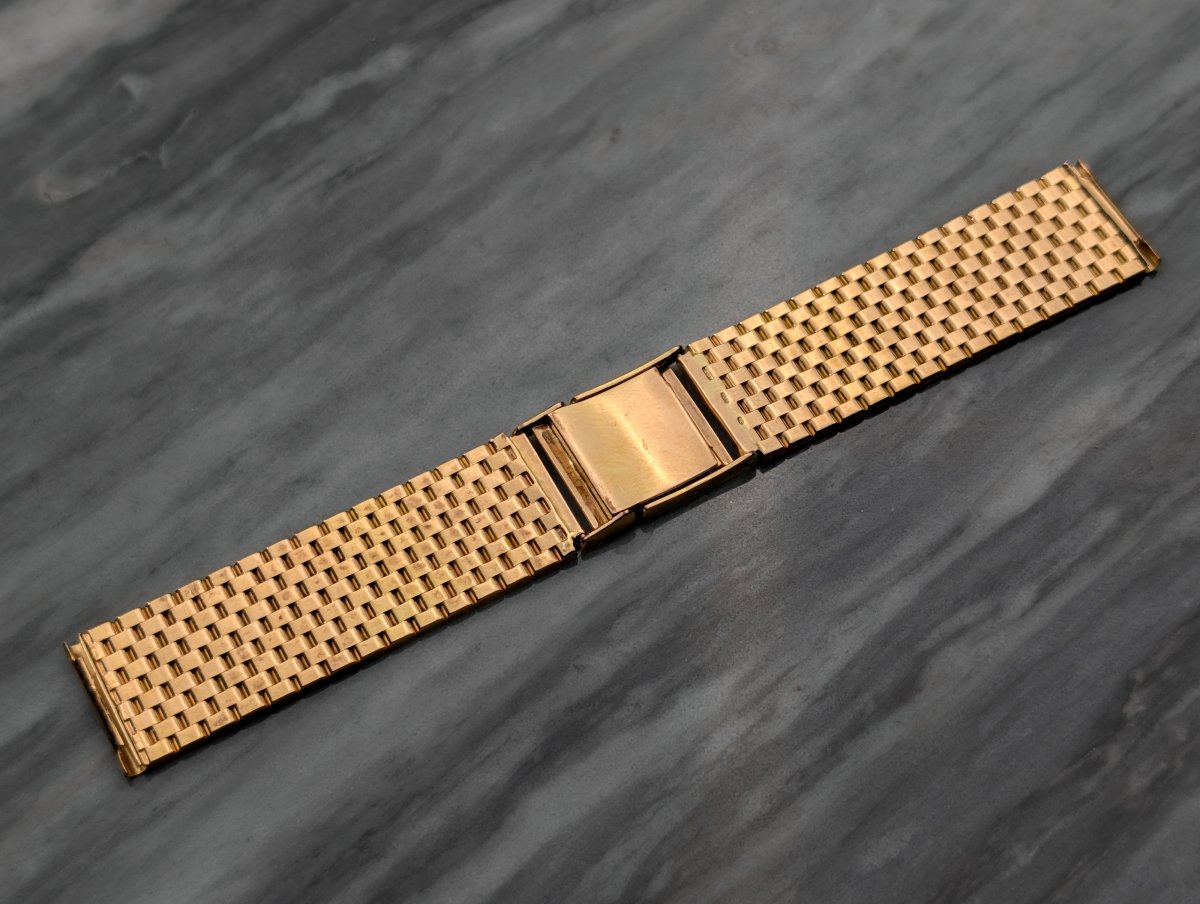 17 mm 18k Gold Brick Watch Bracelet Vintage