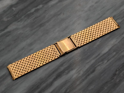 17 mm 18k Gold Brick Watch Bracelet Vintage