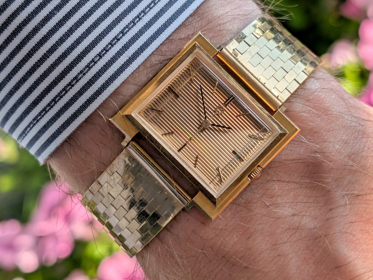 17 mm 18k Gold Brick Watch Bracelet Vintage Strap / Bracelet