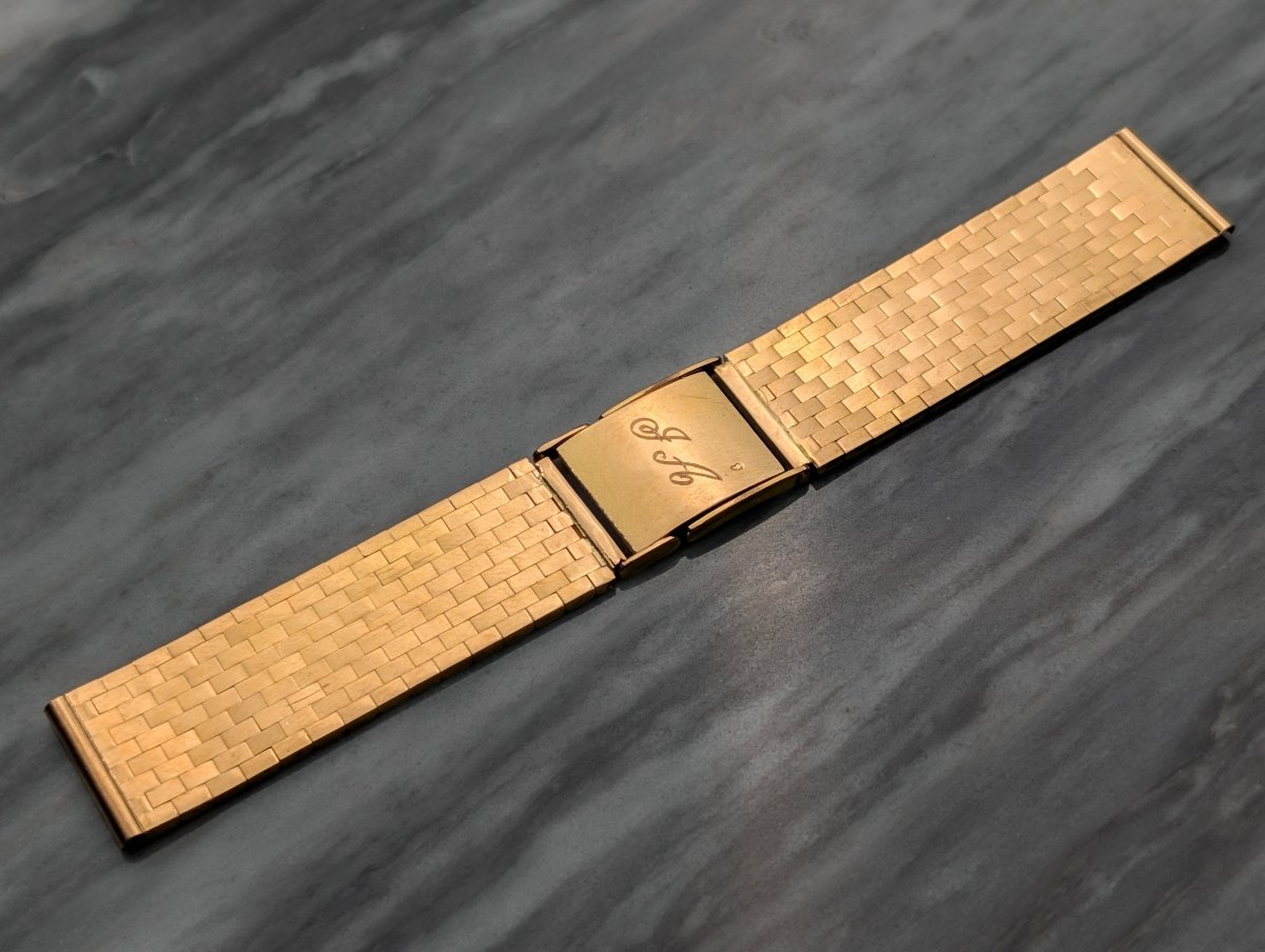 17 mm 18k Gold Brick Watch Bracelet Vintage