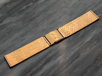 17 mm 18k Gold Brick Watch Bracelet Vintage