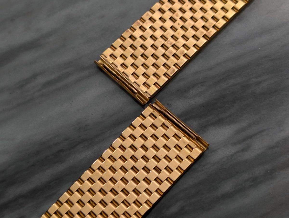 17 mm 18k Gold Brick Watch Bracelet Vintage