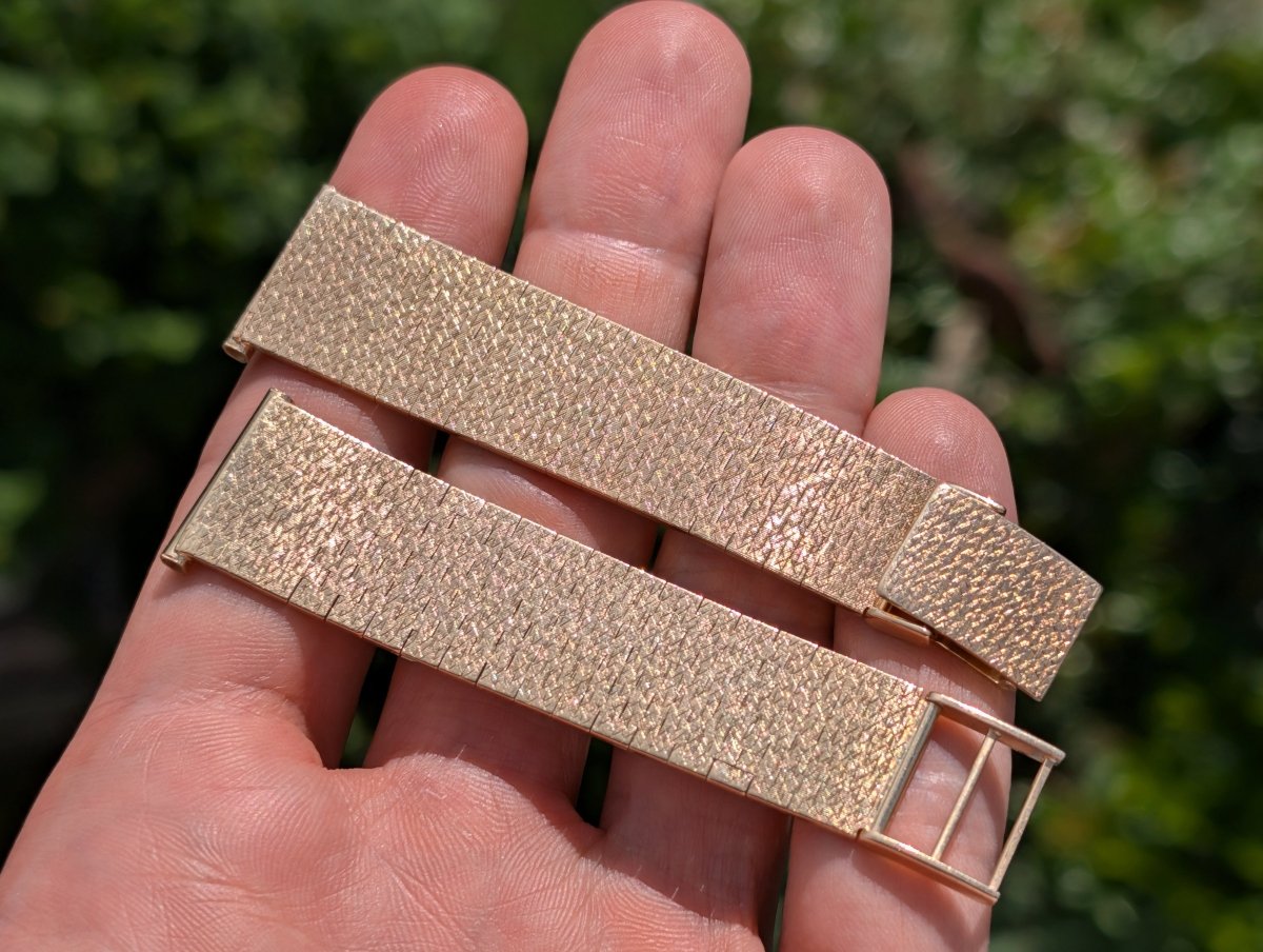 18 19 mm 18k Gold Watch Bracelet Fish Scales Look Strap / Bracelet
