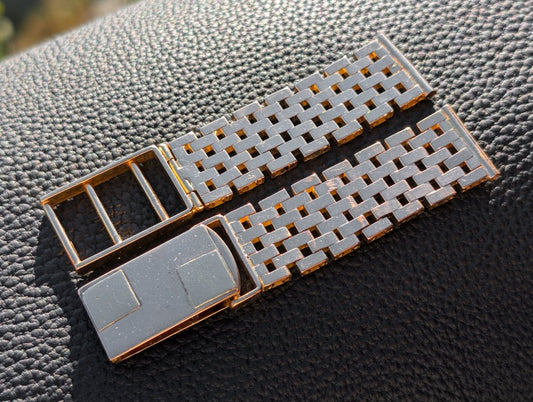 18 mm 18k Rose Gold Brick Watch Bracelet Vintage