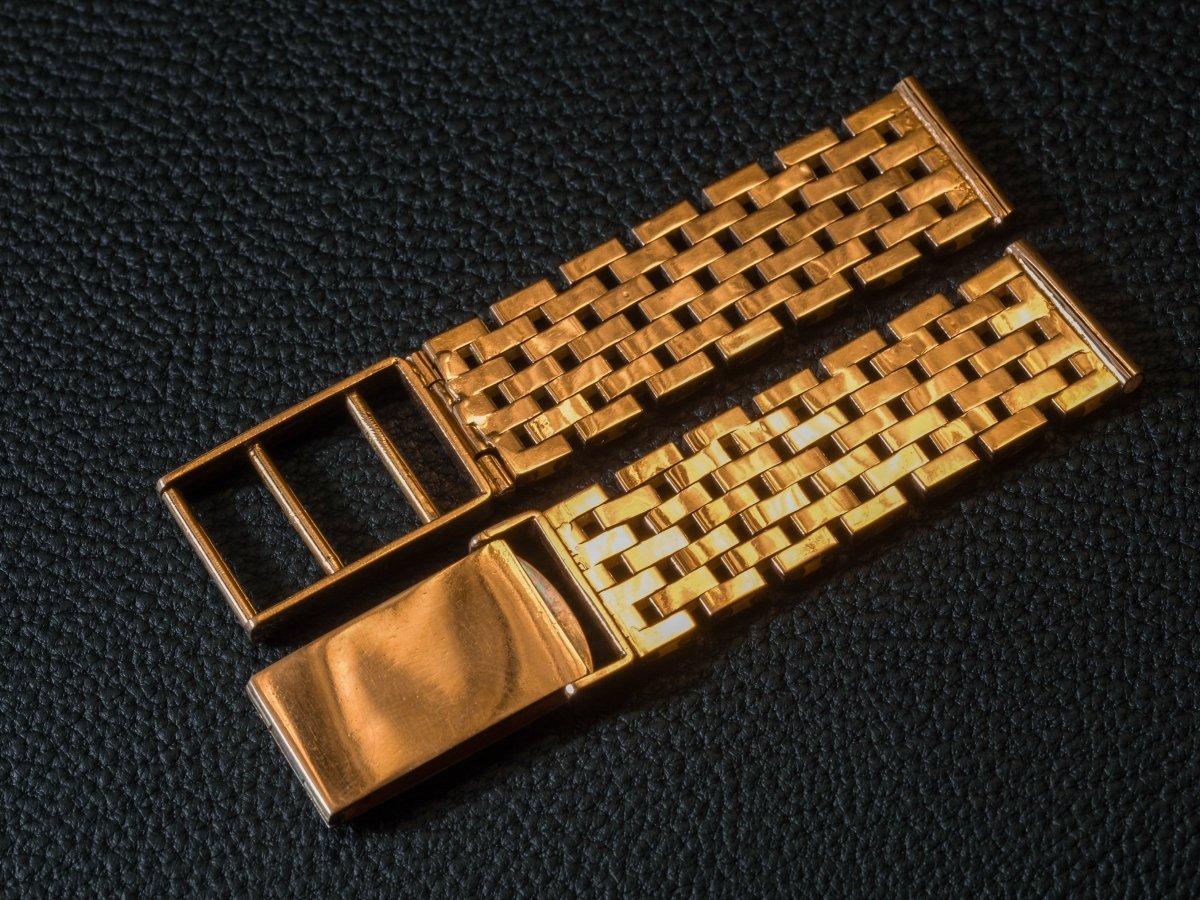 18 mm 18k Rose Gold Brick Watch Bracelet Vintage