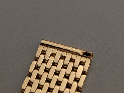 1940s Brick / Flat Beads of Rice Watch Bracelet 18k Gold Strap / Bracelet