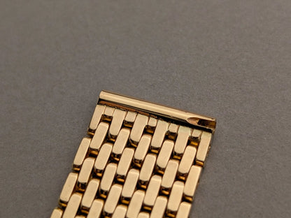 1940s Brick / Flat Beads of Rice Watch Bracelet 18k Gold Strap / Bracelet