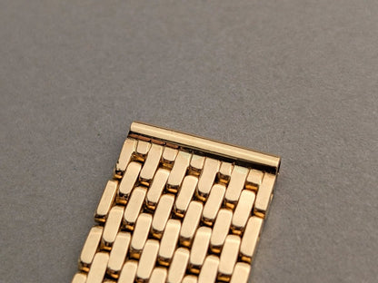 1940s Brick / Flat Beads of Rice Watch Bracelet 18k Gold Strap / Bracelet