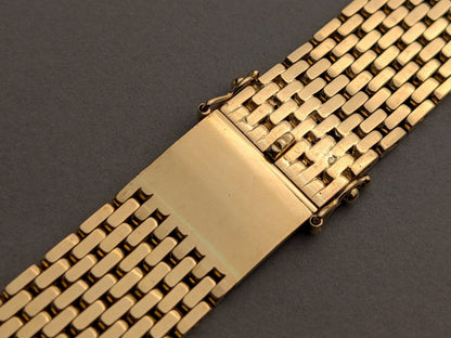 1940s Brick / Flat Beads of Rice Watch Bracelet 18k Gold Strap / Bracelet