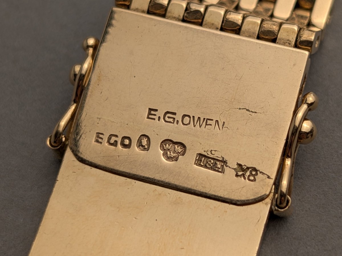 1940s Brick / Flat Beads of Rice Watch Bracelet 18k Gold Strap / Bracelet
