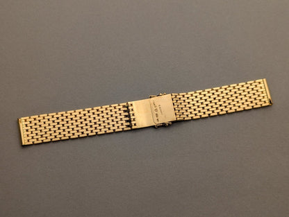 1940s Brick / Flat Beads of Rice Watch Bracelet 18k Gold Strap / Bracelet