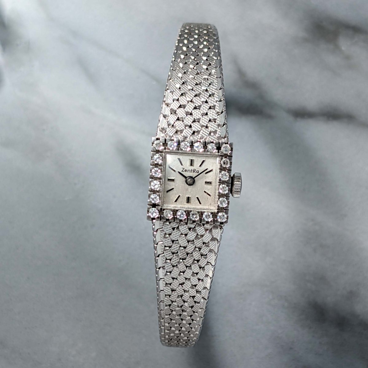 50s ZentRa White Gold Cocktail Watch with Diamonds