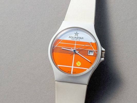 Aquastar Geneve Tennis Watch White Plastic Wristwatch