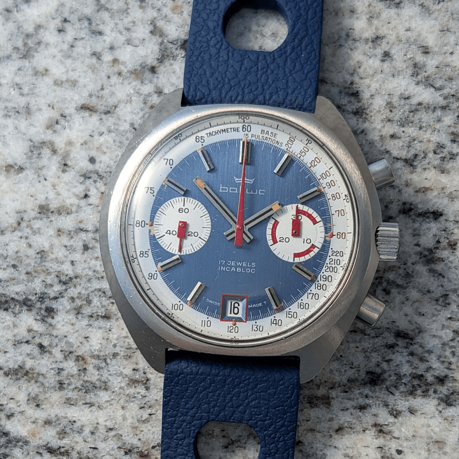 Baliwa 70s Chronograph Blue Dial Valjoux 7734