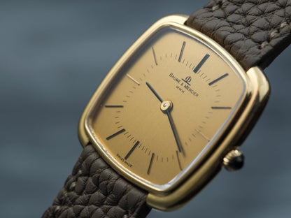 Baume & Mercier 18k Gold Stepped Case Gold Dial 37089 Wristwatch